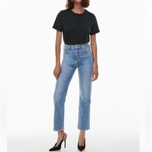 NWT Denim Forum Arlo Light Blue High Rise Straight Jeans